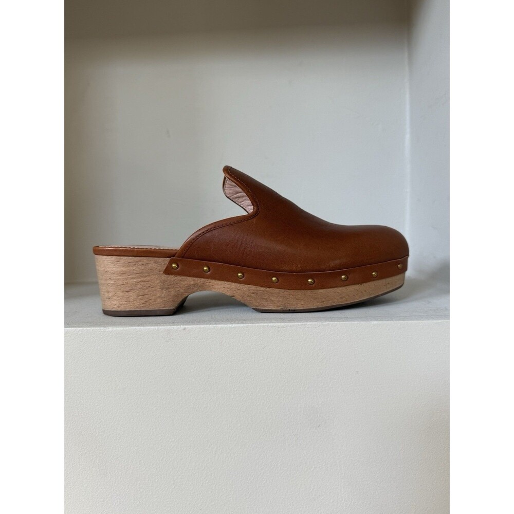 J CREW CARAMEL BROWN LEATHER CLOGS 8 RICH OAK CONVERTIBLE